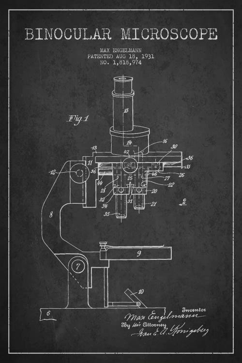 Microscope Charcoal Patent Blueprint
