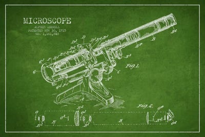 Microscope Green Patent Blueprint by Aged Pixel framed wall art