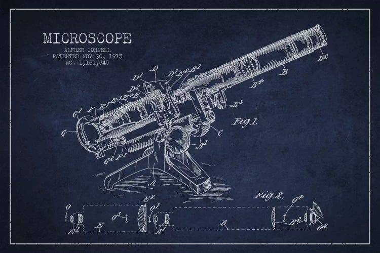 Microscope Navy Blue Patent Blueprint
