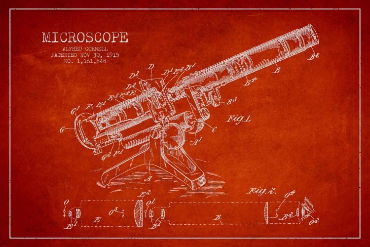 Microscope Red Patent Blueprint