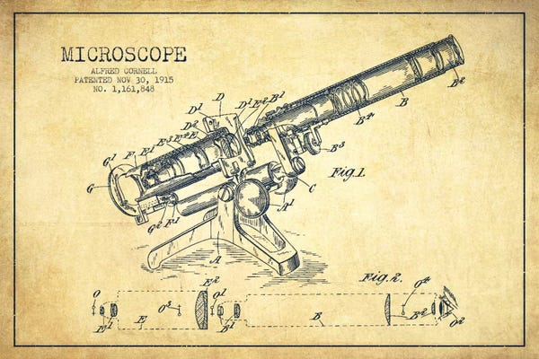 Medical & Dental Blueprints: Microscope Vintage Patent Blueprint by Aged Pixel
