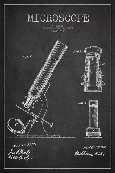 Medical & Dental Blueprints: Microscope Charcoal Patent Blueprint by Aged Pixel