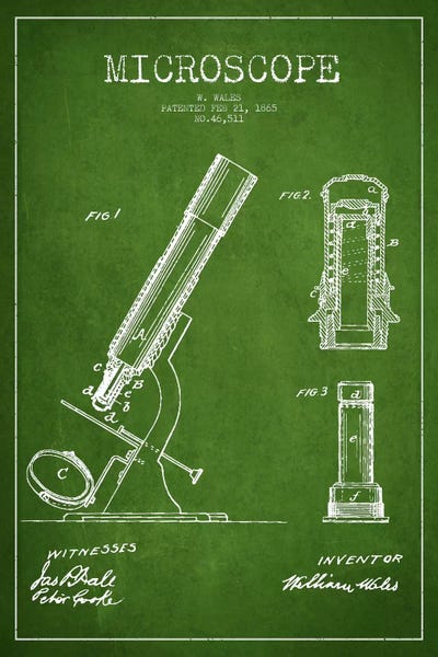 Microscope Green Patent Blueprint by Aged Pixel framed wall art