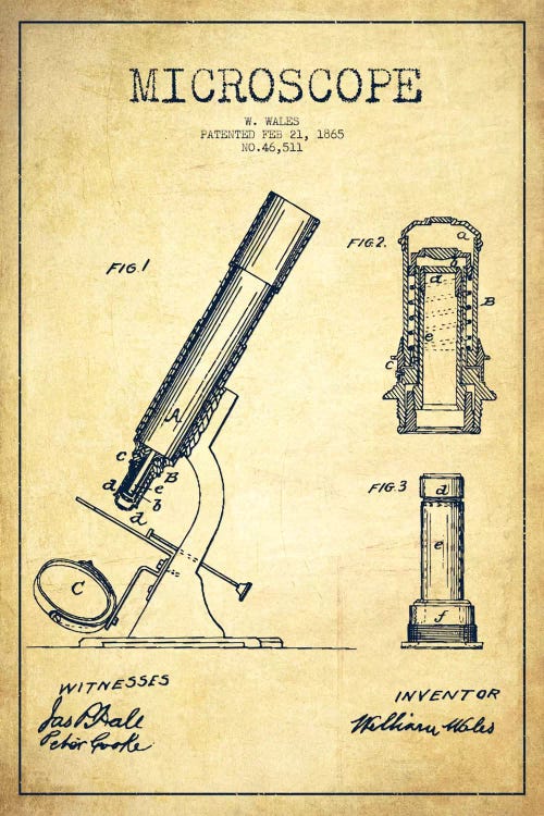 Microscope Vintage Patent Blueprint by Aged Pixel wall art