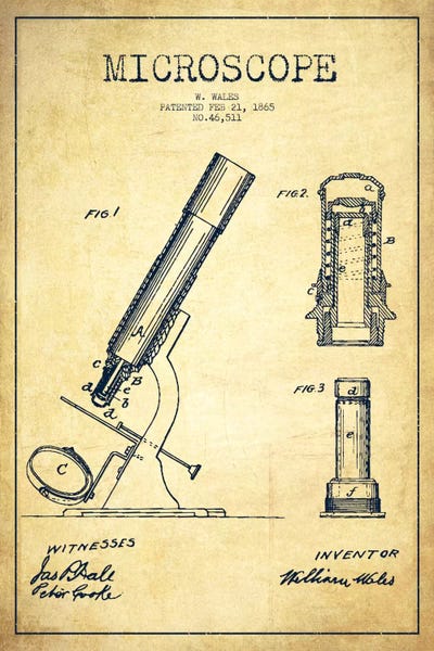 Medical & Dental Blueprints: Microscope Vintage Patent Blueprint by Aged Pixel