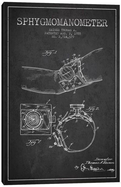 Sphygmomanometer Charcoal Patent Blueprint Canvas Art Print - Medical & Dental Blueprints