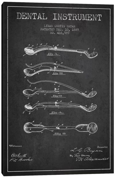 Dental Instrument Charcoal Patent Blueprint Canvas Art Print - Medical & Dental Blueprints