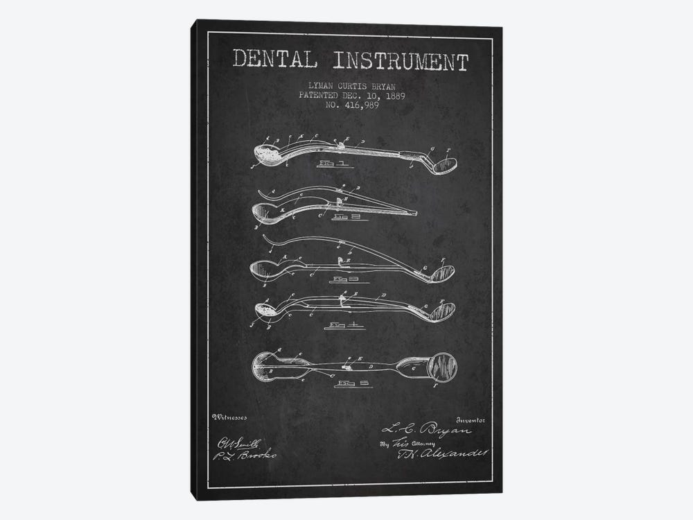 Dental Instrument Charcoal Patent Blueprint by Aged Pixel 1-piece Canvas Art
