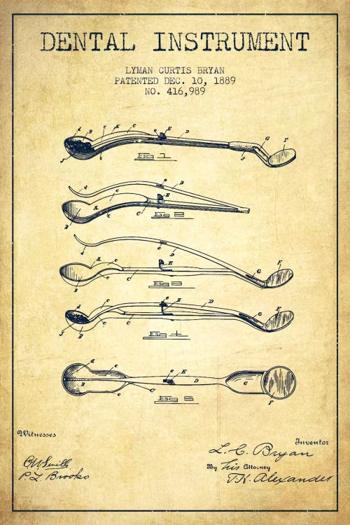 Dental Instrument Vintage Patent Blueprint