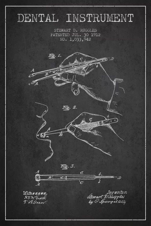 Dental Instrument Charcoal Patent Blueprint