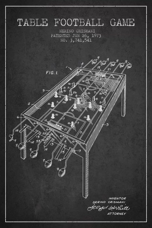 Table Football 2 Charcoal Patent Blueprint