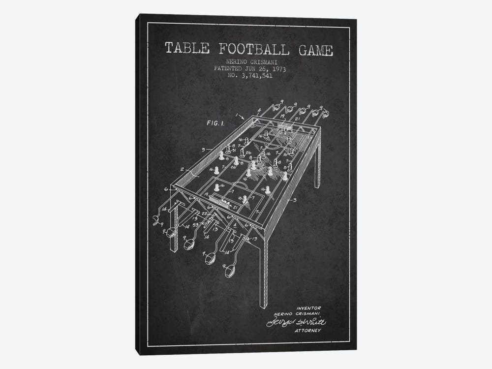 Table Football 2 Charcoal Patent Blueprint by Aged Pixel 1-piece Canvas Artwork