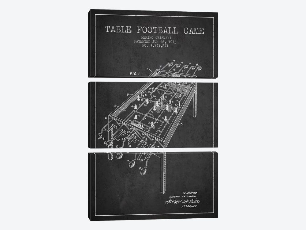 Table Football 2 Charcoal Patent Blueprint by Aged Pixel 3-piece Canvas Art