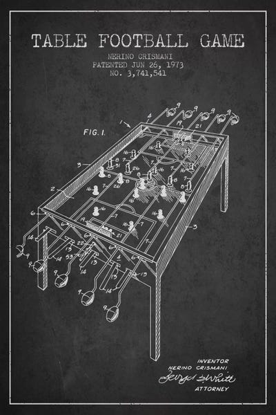 Soccer: Table Football 2 Charcoal Patent Blueprint by Aged Pixel