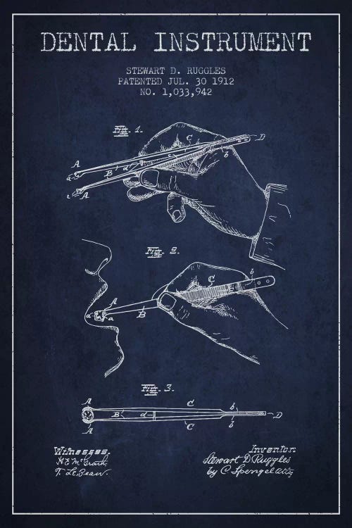 Dental Instrument Navy Blue Patent Blueprint