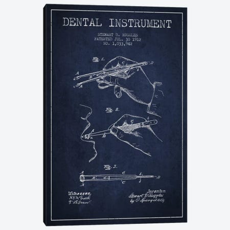 Dental Instrument Navy Blue Patent Blueprint Canvas Print #ADP1721} by Aged Pixel Art Print