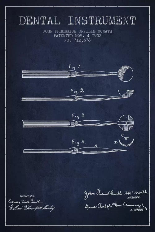 Dental Instrument Navy Blue Patent Blueprint