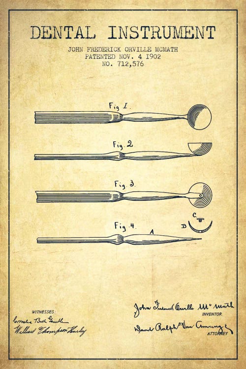 Dental Instrument Vintage Patent Blueprint