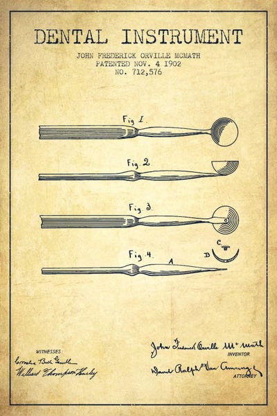 Dental Instrument Vintage Patent Blueprint