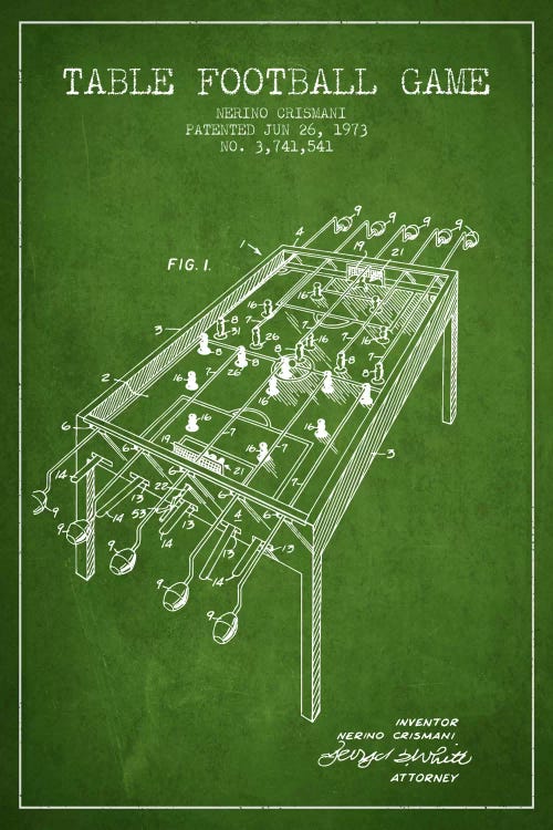 Table Football 2 Green Patent Blueprint