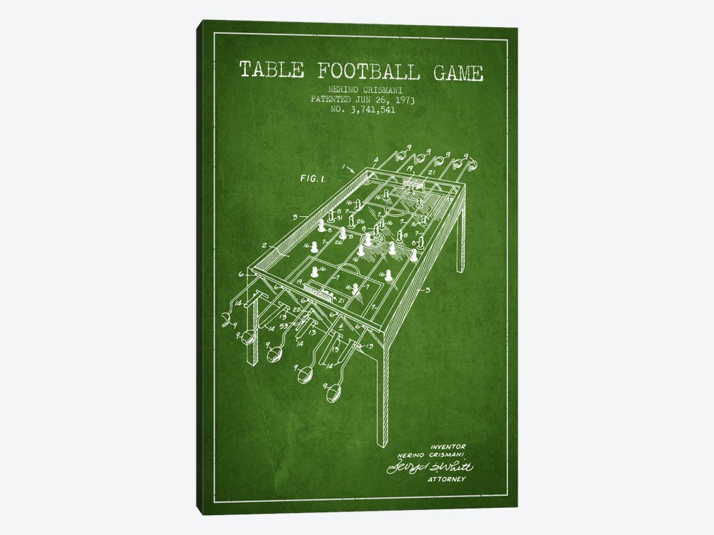 Table Football 2 Green Patent Blueprint by Aged Pixel 1-piece Art Print