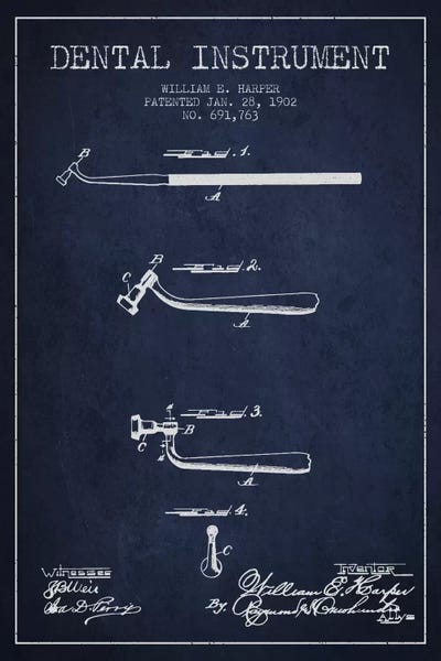 Dental Instrument Navy Blue Patent Blueprint