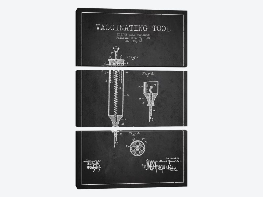Vaccinating Tool Charcoal Patent Blueprint by Aged Pixel 3-piece Canvas Artwork