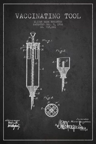 Medical & Dental Blueprints: Vaccinating Tool Charcoal Patent Blueprint by Aged Pixel