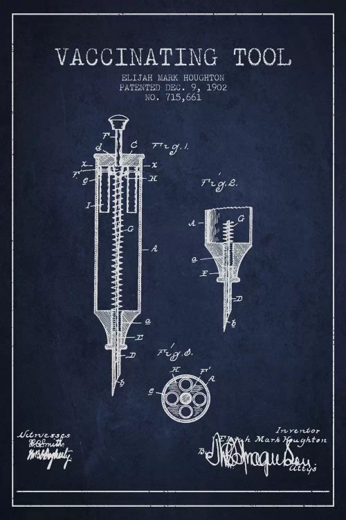 Vaccinating Tool Navy Blue Patent Blueprint