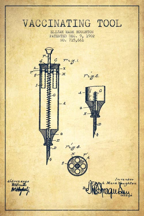 Vaccinating Tool Vintage Patent Blueprint