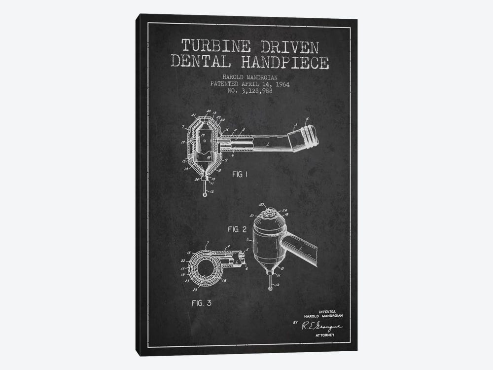 Turbine Drive Charcoal Patent Blueprint by Aged Pixel 1-piece Canvas Art Print