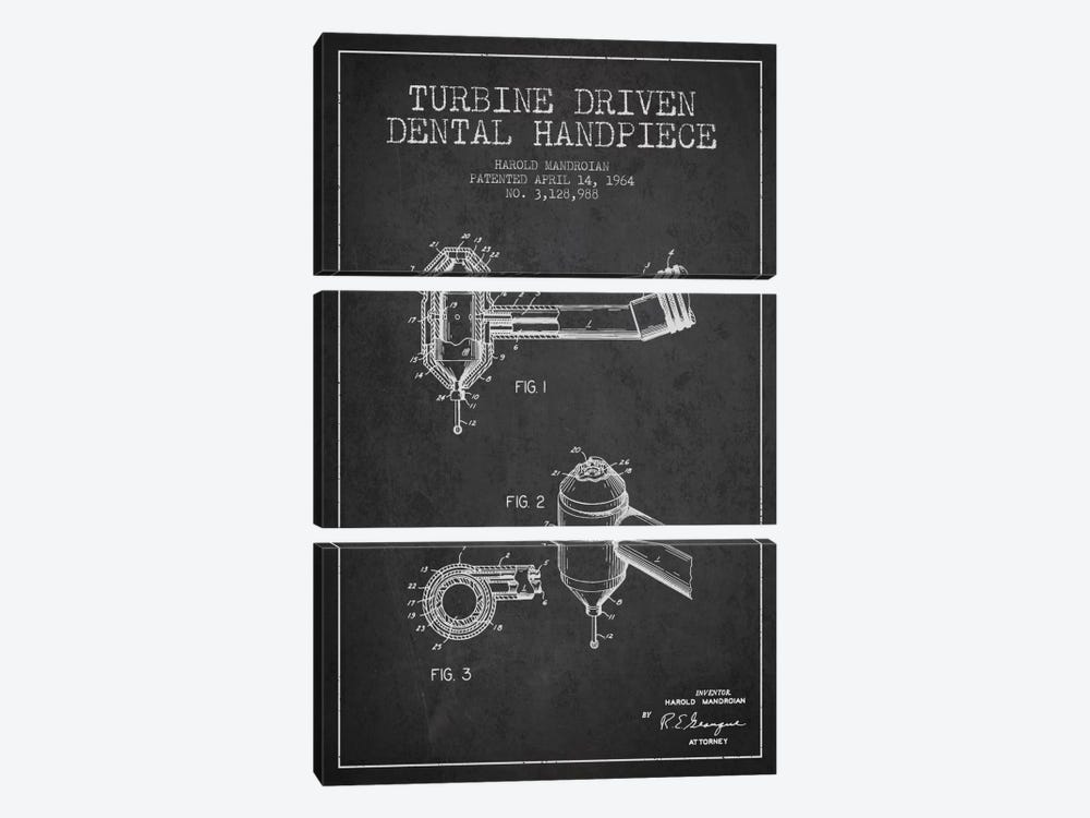Turbine Drive Charcoal Patent Blueprint by Aged Pixel 3-piece Canvas Print