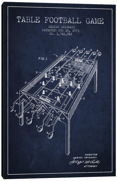 Table Football 2 Navy Blue Patent Blueprint Canvas Art Print - Aged Pixel: Toys & Games