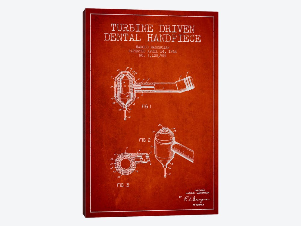 Turbine Drive Red Patent Blueprint by Aged Pixel 1-piece Art Print