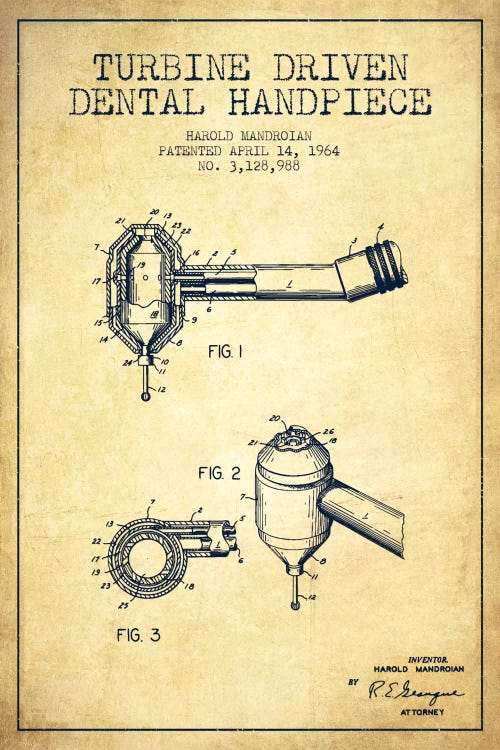 Turbine Drive Vintage Patent Blueprint by Aged Pixel wall art