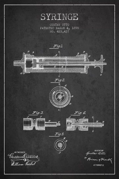 Syringe Charcoal Patent Blueprint