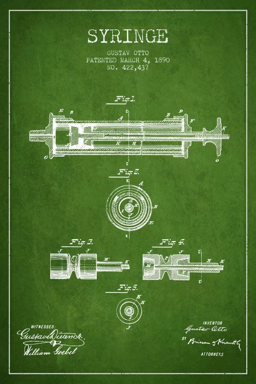 Syringe Green Patent Blueprint