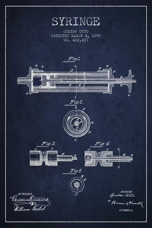 Syringe Navy Blue Patent Blueprint