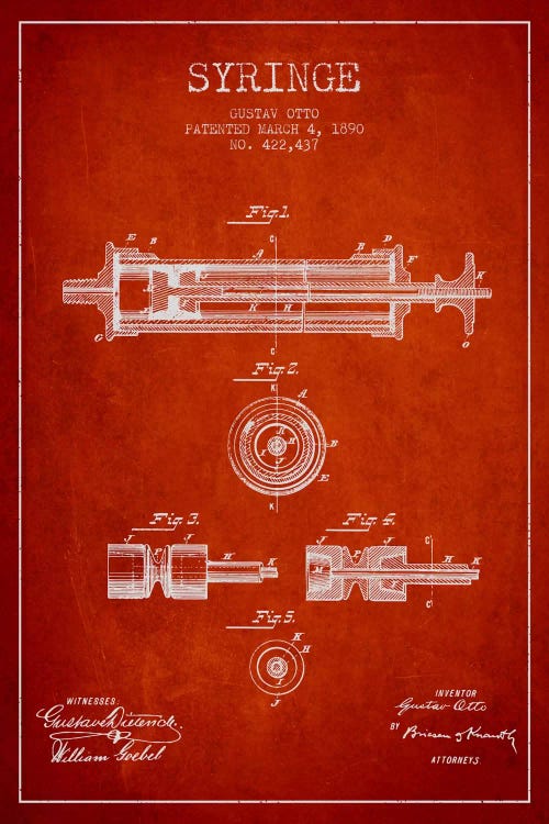 Syringe Red Patent Blueprint