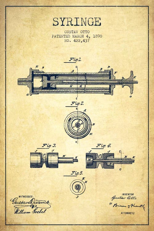 Syringe Vintage Patent Blueprint