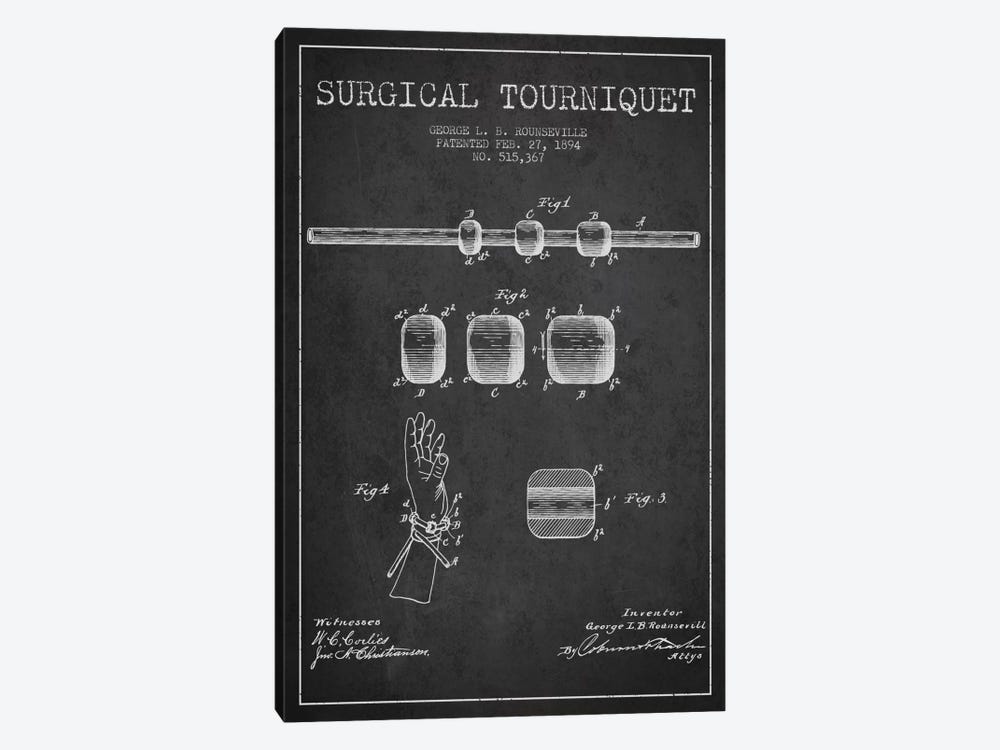 Surgical Tourniquet Charcoal Patent Blueprint by Aged Pixel 1-piece Art Print