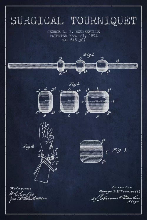 Surgical Tourniquet Navy Blue Patent Blueprint