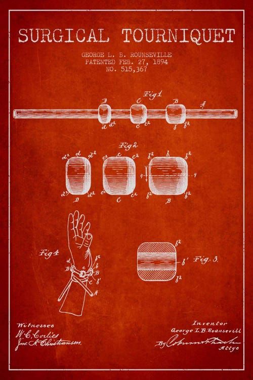 Surgical Tourniquet Red Patent Blueprint