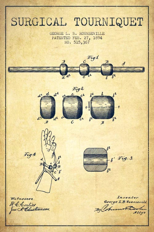 Surgical Tourniquet Vintage Patent Blueprint