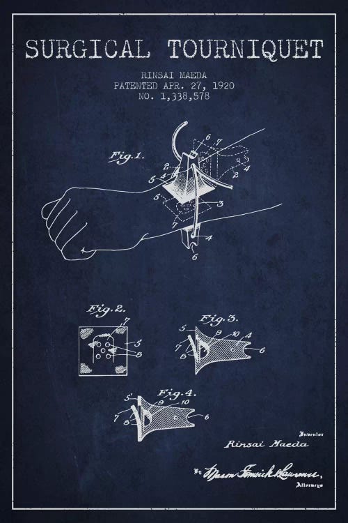 Surgical Tourniquet Navy Blue Patent Blueprint