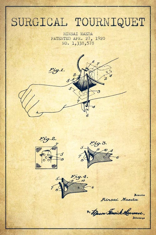 Surgical Tourniquet Vintage Patent Blueprint