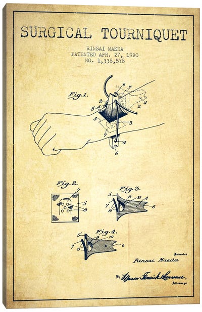 Surgical Tourniquet Vintage Patent Blueprint Canvas Art Print - Aged Pixel: Medical & Dental
