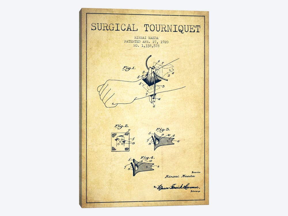 Surgical Tourniquet Vintage Patent Blueprint by Aged Pixel 1-piece Art Print