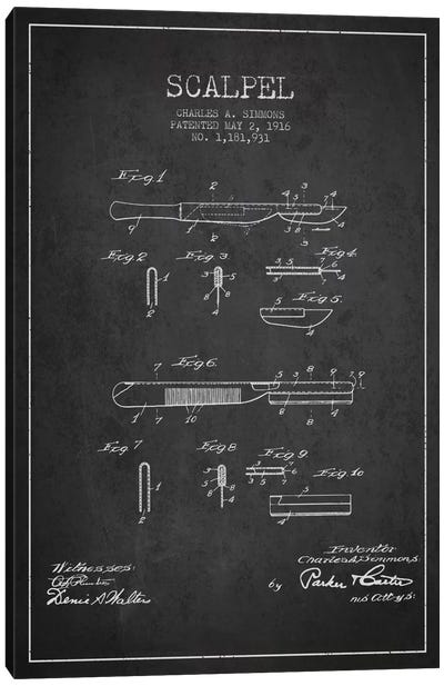 Scalpel Charcoal Patent Blueprint Canvas Art Print - Aged Pixel: Medical & Dental