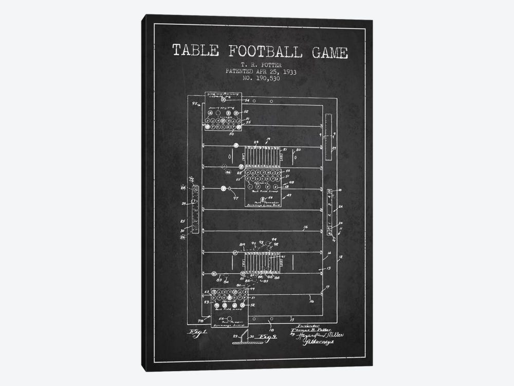 Table Football Charcoal Patent Blueprint 1-piece Canvas Print